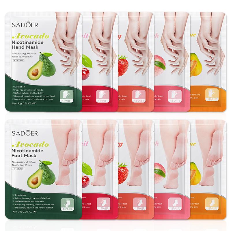 Foot Mask Peeling - 1 คู่ SADOER ผลไม้มาส์กเท้ามาส์กบำรุงผิวเท้าให้ความชุ่มชื้นสำหรับเท้าสปาเล็บเท้าผลิตภัณฑ์ขัดผิวเท้าดูแลผิวเท้า