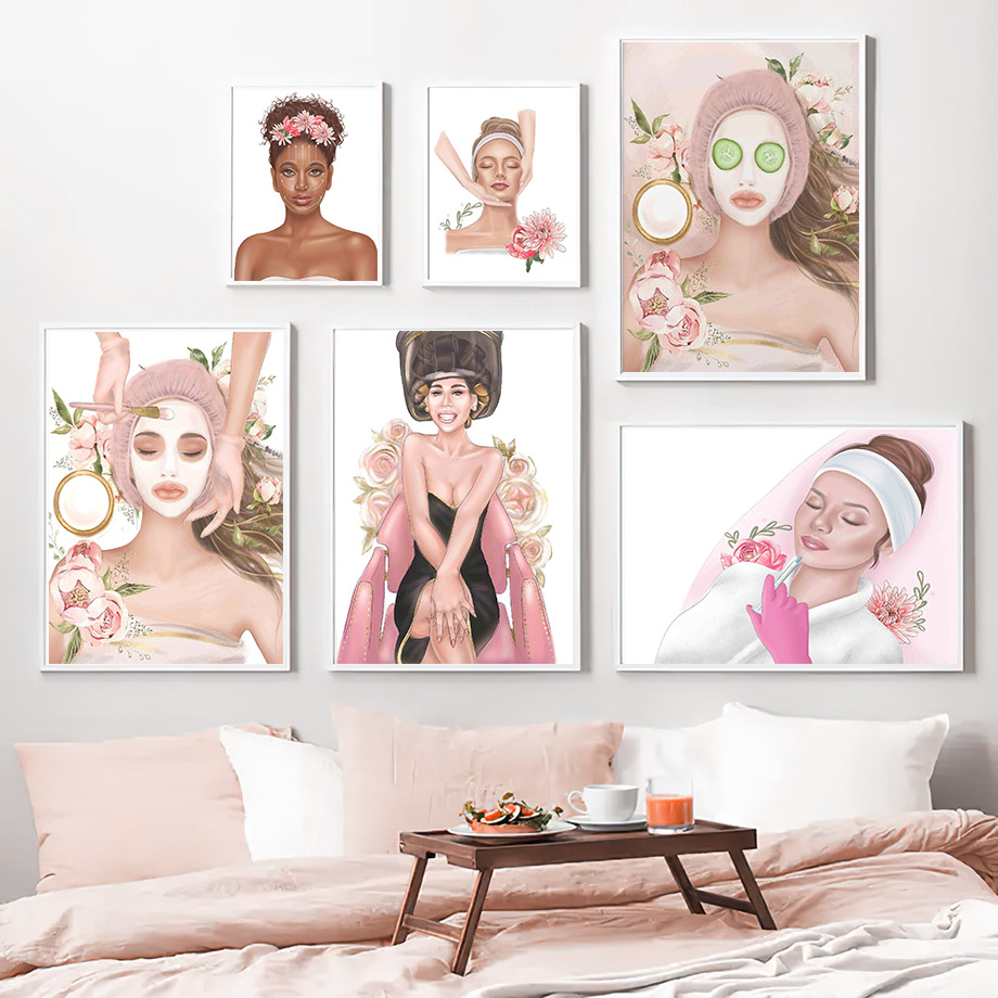 Spa Wellness Images - ร้านเสริมสวย สปา แฟชั่น ผู้หญิง ทรีทเมนท์ผิวหน้า ภาพพิมพ์บนผ้าใบ