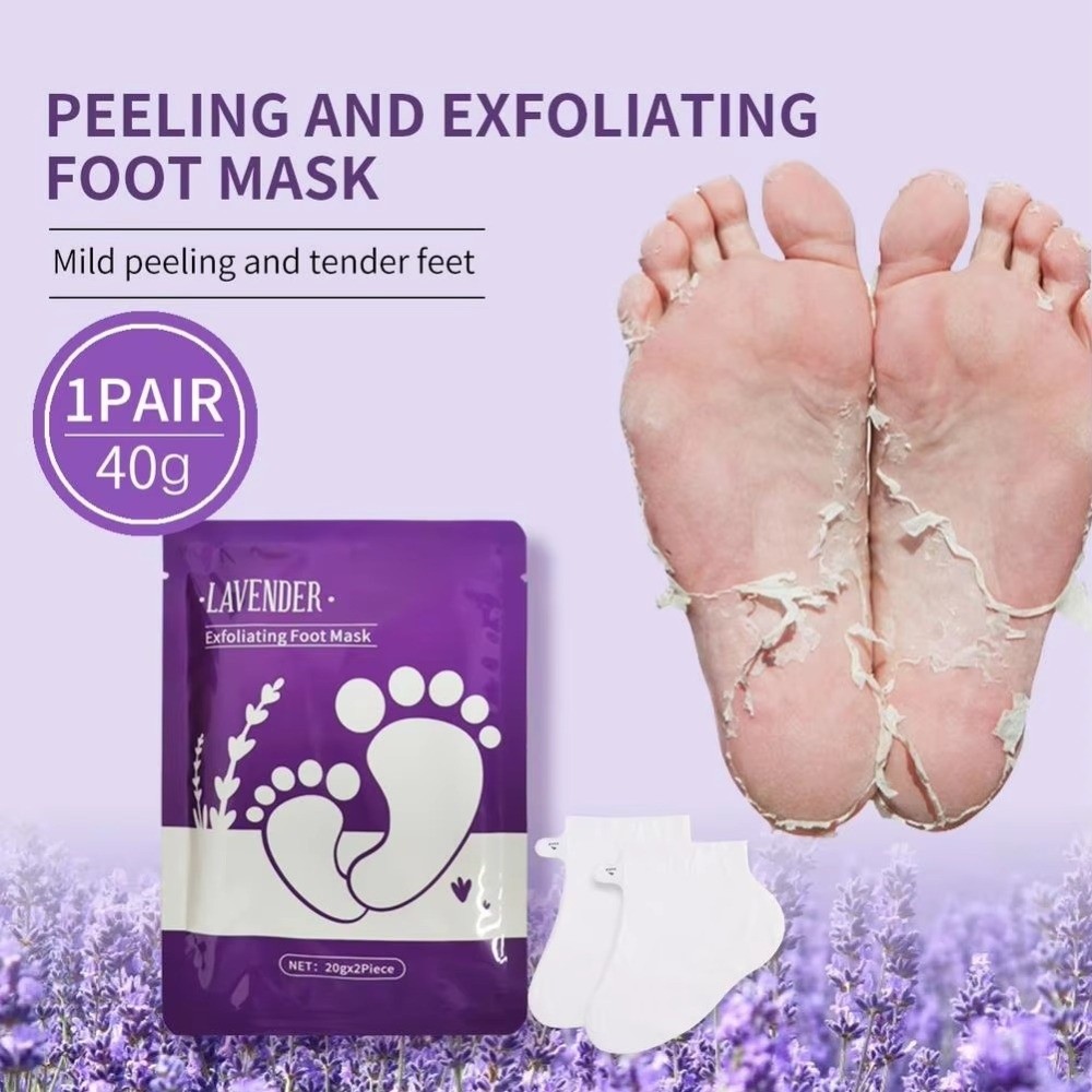 Foot Mask Peeling - มาส์กเท้าลาเวนเดอร์บำรุงผิว ลดเซลล์ผิวที่หยาบกร้าน ฟื้นฟูความชุ่มชื้น มาส์กเท้าสำหรับดูแลเท้าที่บ้าน