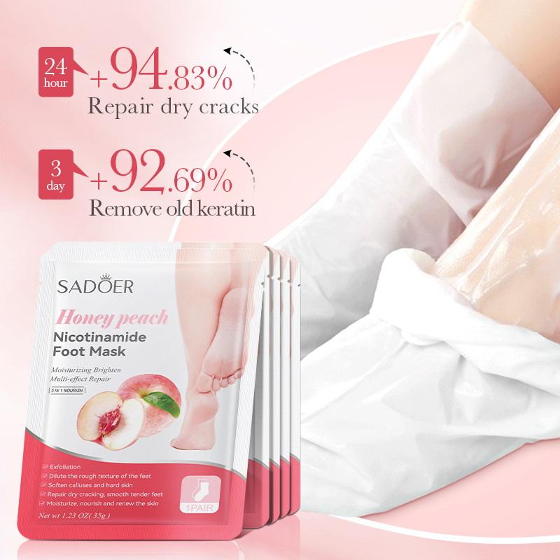 Foot Mask Peeling - มาส์กเท้าผลไม้ SADOER 1 คู่ มาส์กบำรุงผิวเท้า ขจัดเซลล์ผิวที่ตายแล้ว